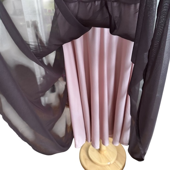 David’s Bridal Y2K Pink & Brown Beaded Mesh Empire Waist Dress Fairycore Sz 12 - Picture 10 of 16